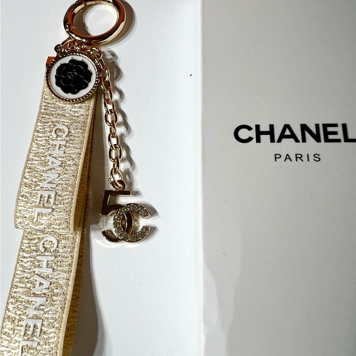CHANEL Cream and Gold Key Holder 50th Anniversary - Bag Charm NIB