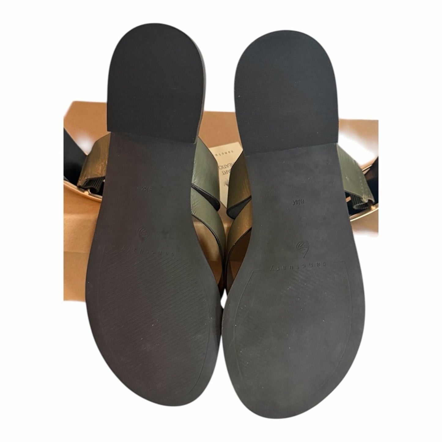 Sanctuary SA-Spring Leather Sandals Mossy Green Buckle Slide 8.5 NIB