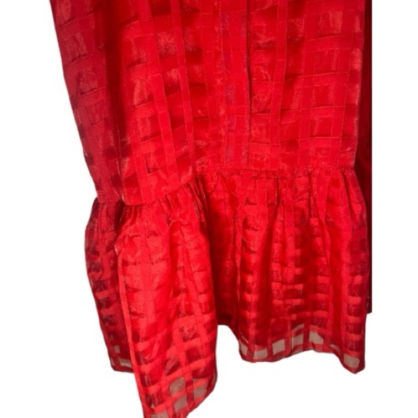 NWT Tuckernut Red Sheer Organza Checkered Mini Dress Women's Size M