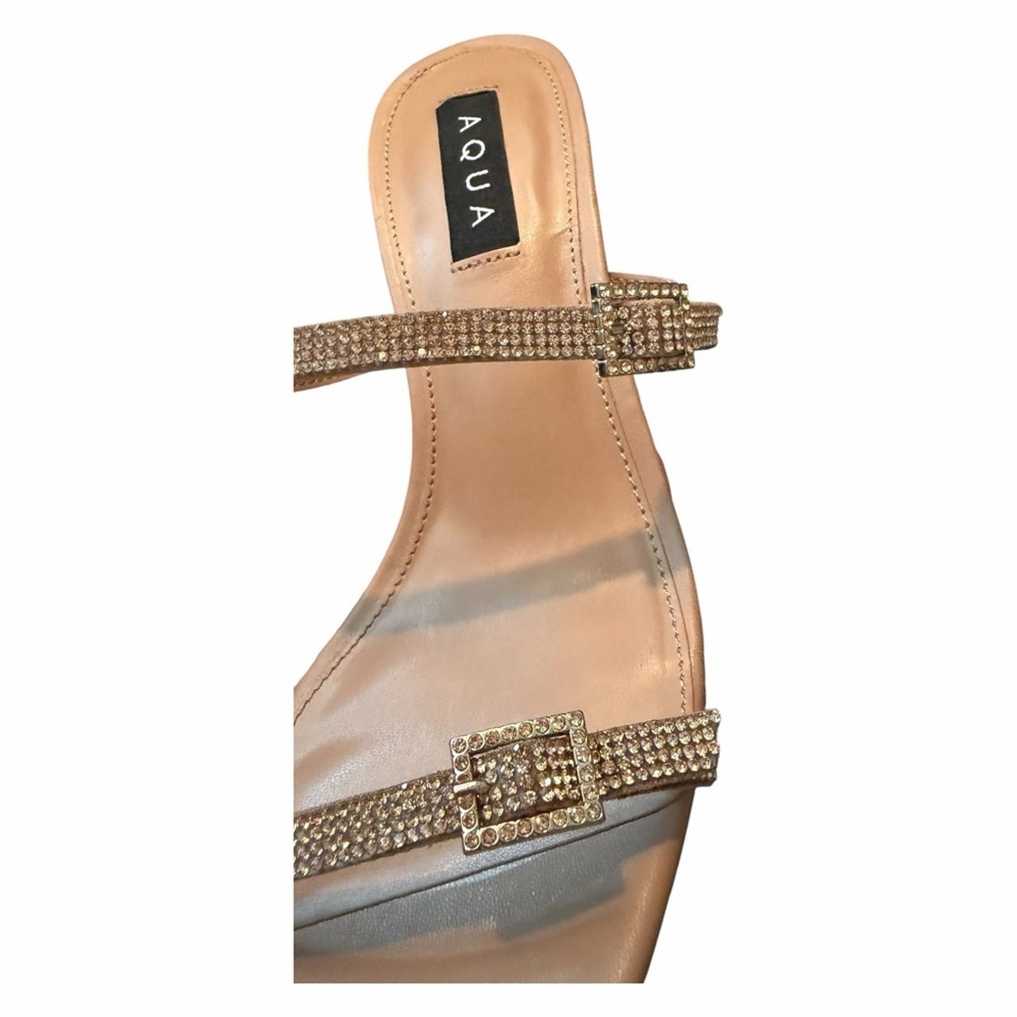 Aqua Fiona Nude Rhinestone Strappy Heels Size 9.5