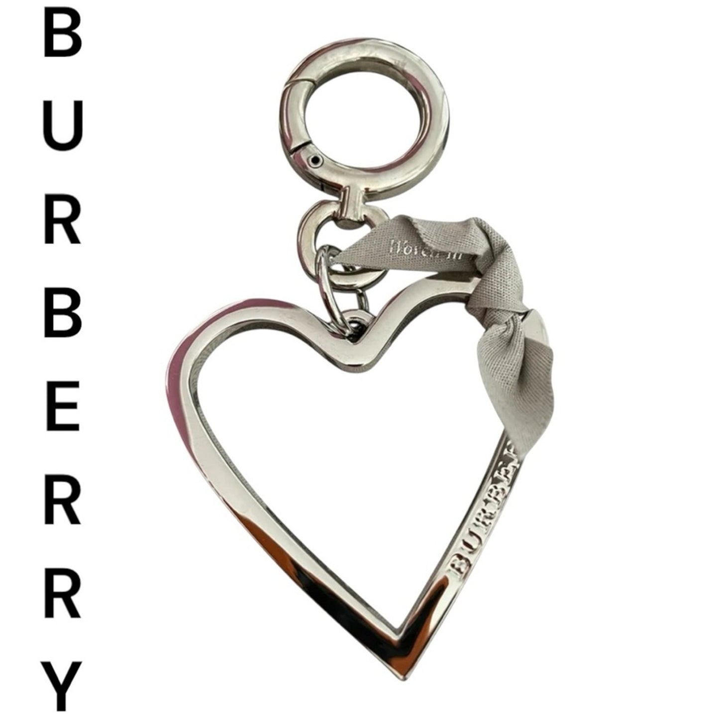 Burberry Silver Heart Bag Charm New In Box