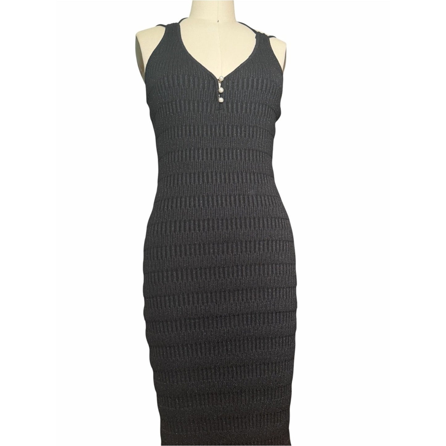 Torn by Ronny Kobo Ingrid Black Knit Maxi Dress NWT Size Med