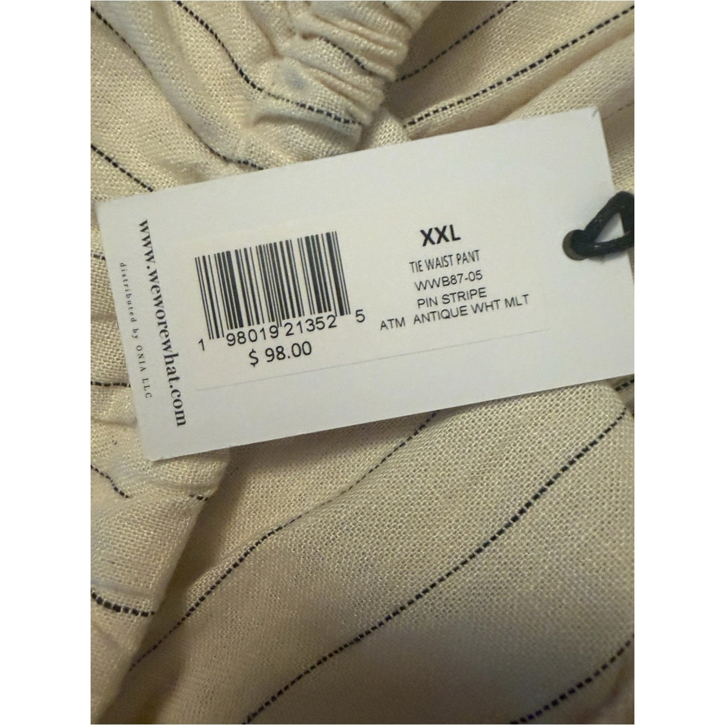 WeWoreWhat NWT Linen Blend Pinstripe Wide Leg Drawstring Pants XXL