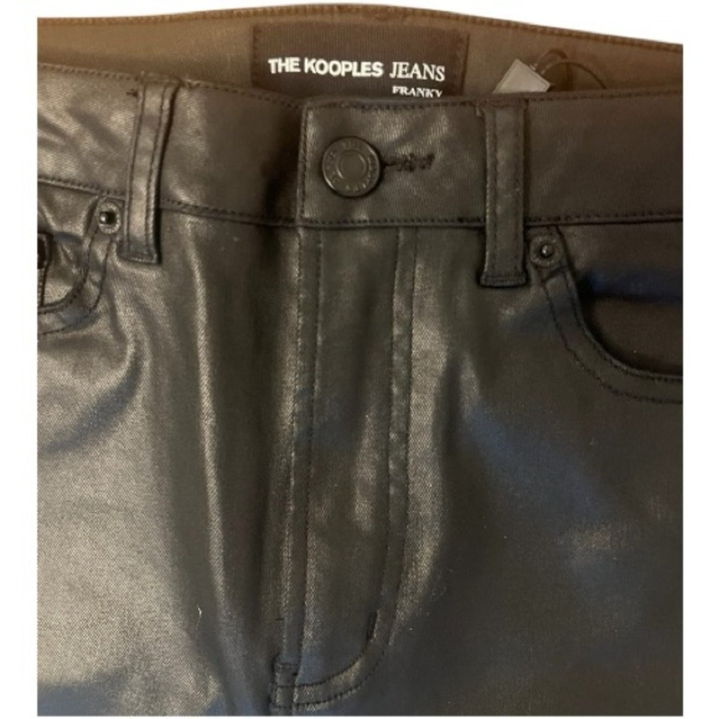 THE KOOPLES Black Faux Leather Effect FRANKY DENIM Women’s  Size 26  NWT