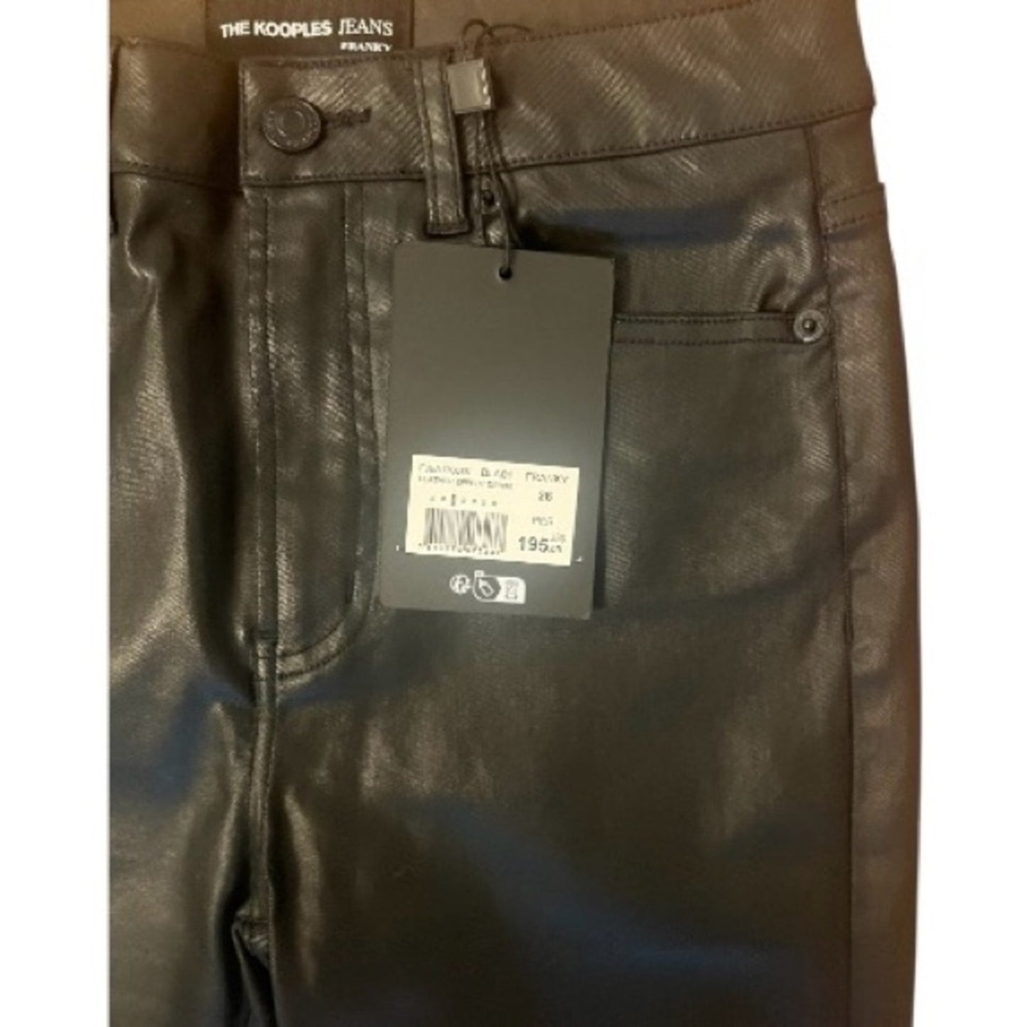 THE KOOPLES Black Faux Leather Effect FRANKY DENIM Women’s  Size 26  NWT