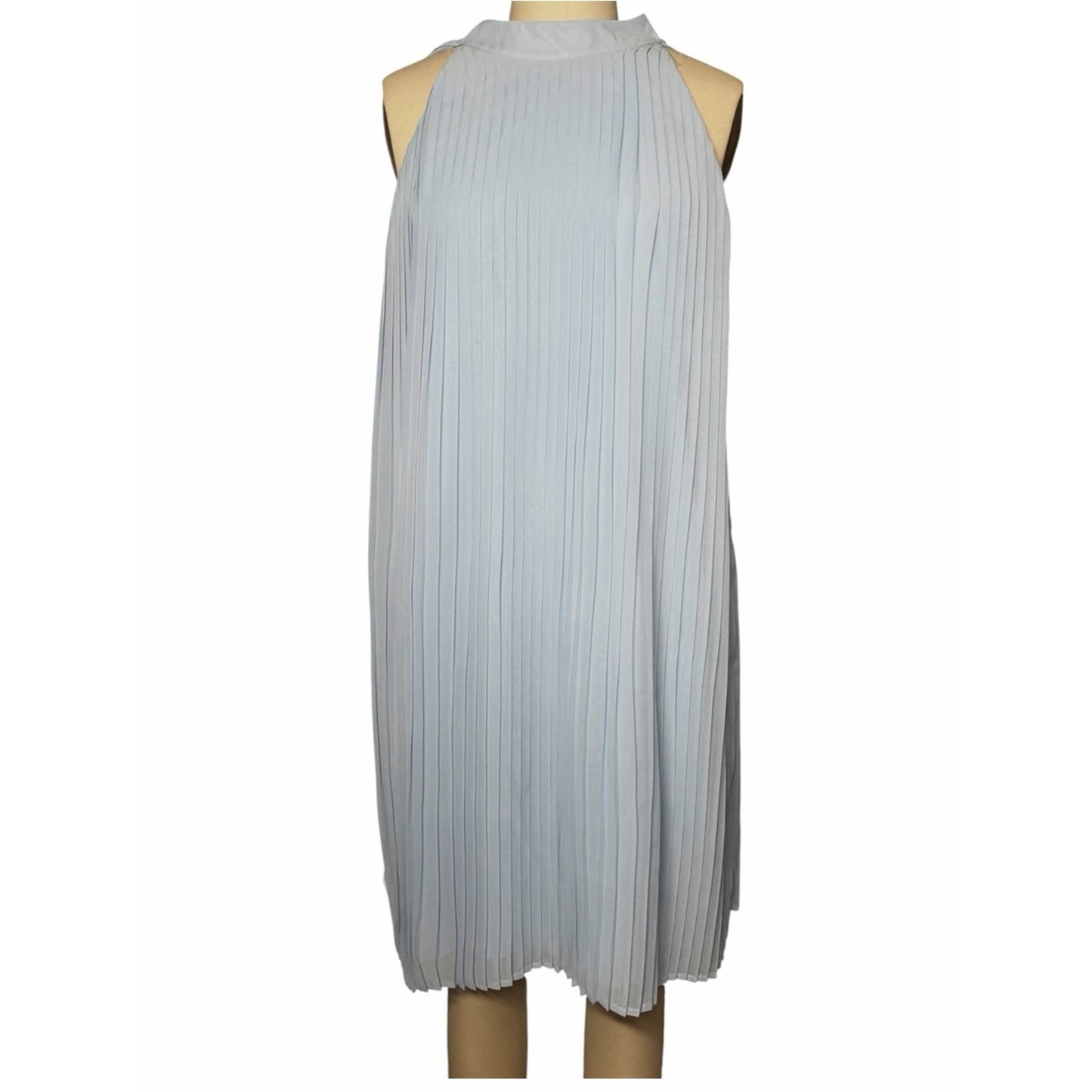 NWT Hermoza Corinne Pleated Halter Shift Dress | Blue Moon | Medium | MSRP $258