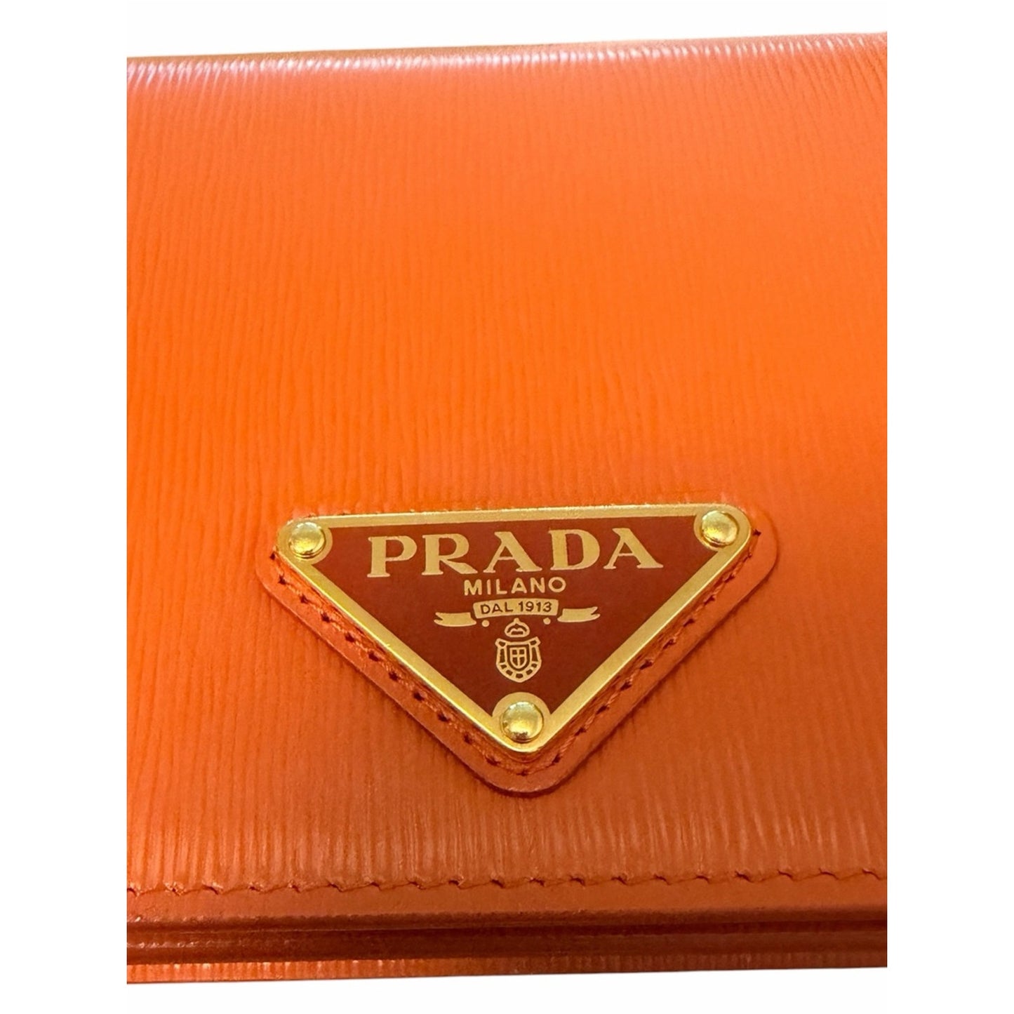 PRADA Vitello Move Papaya Wallet on Chain Crossbody Bag WOC w Dust Bag & Cards
