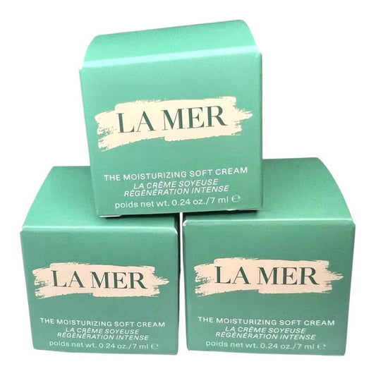 La Mer Moisturizing Soft Cream Bundle. Three .24 oz jars for .74 total oz.
NIB