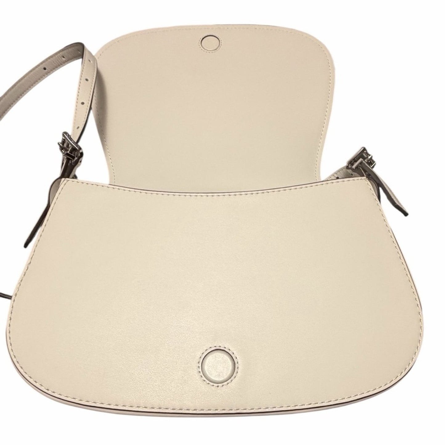 Michael Kors Lydia Medium Flap Messenger Crossbody Bag Optic White Leather NWT