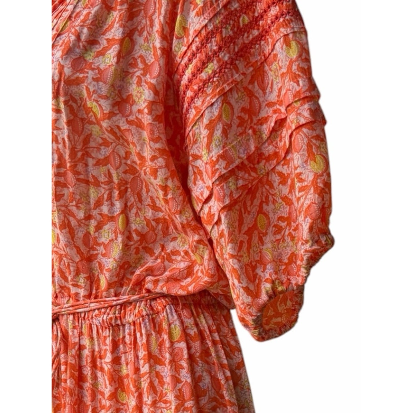 POUPETTE ST BARTH Bona V Mini Dress Orange Lemon Print NWT Size Medium