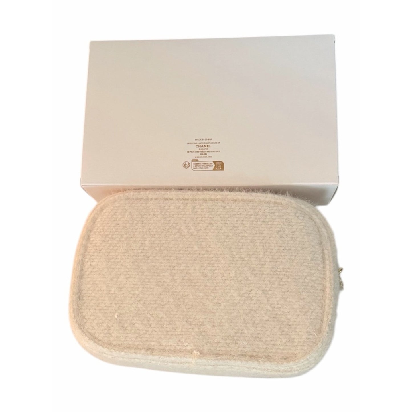 Chanel Beauté Tweed Cosmetic Bag w/ Box + No.5 Sample NWOT Giftable Luxury Pouch
