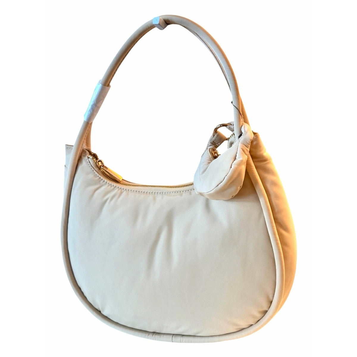 Nylon Puffer Bag -Hobo- Crescent Shoulder Bag Cold Cream NWT