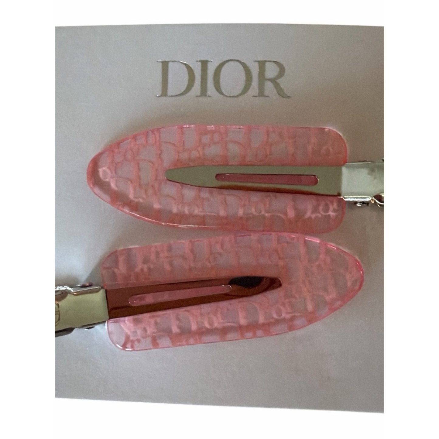 Dior Beauty Pink Oblique Monogram Hair Clips Set of 2 New W/ Original Packaging