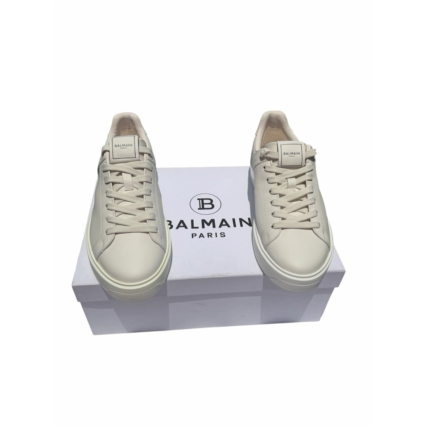 Balmain Paris B-Court White Leather Platform Sneakers EU 40 US 10 NIB