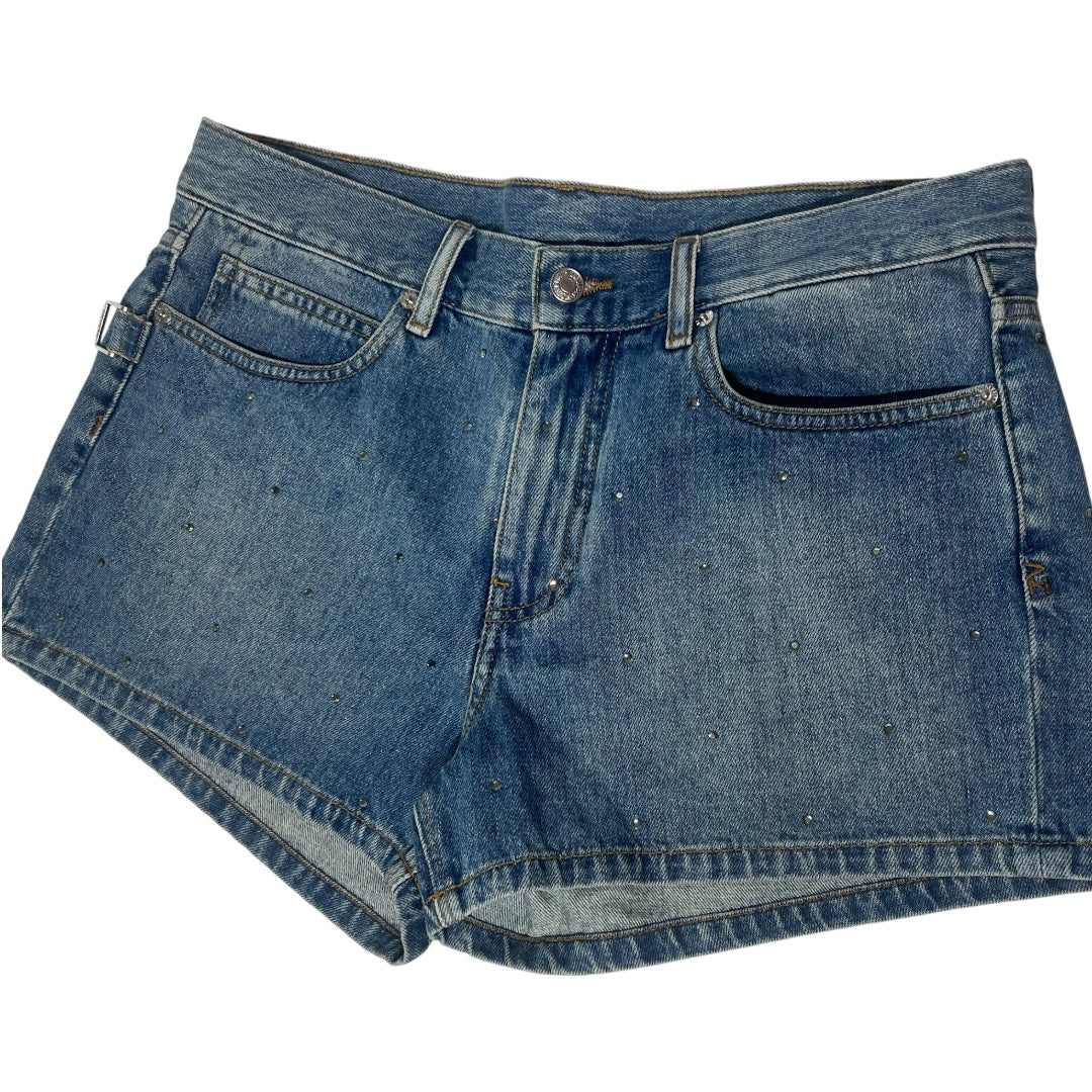 Designer Rhinestone-Embellished Denim Shorts EU Size 42