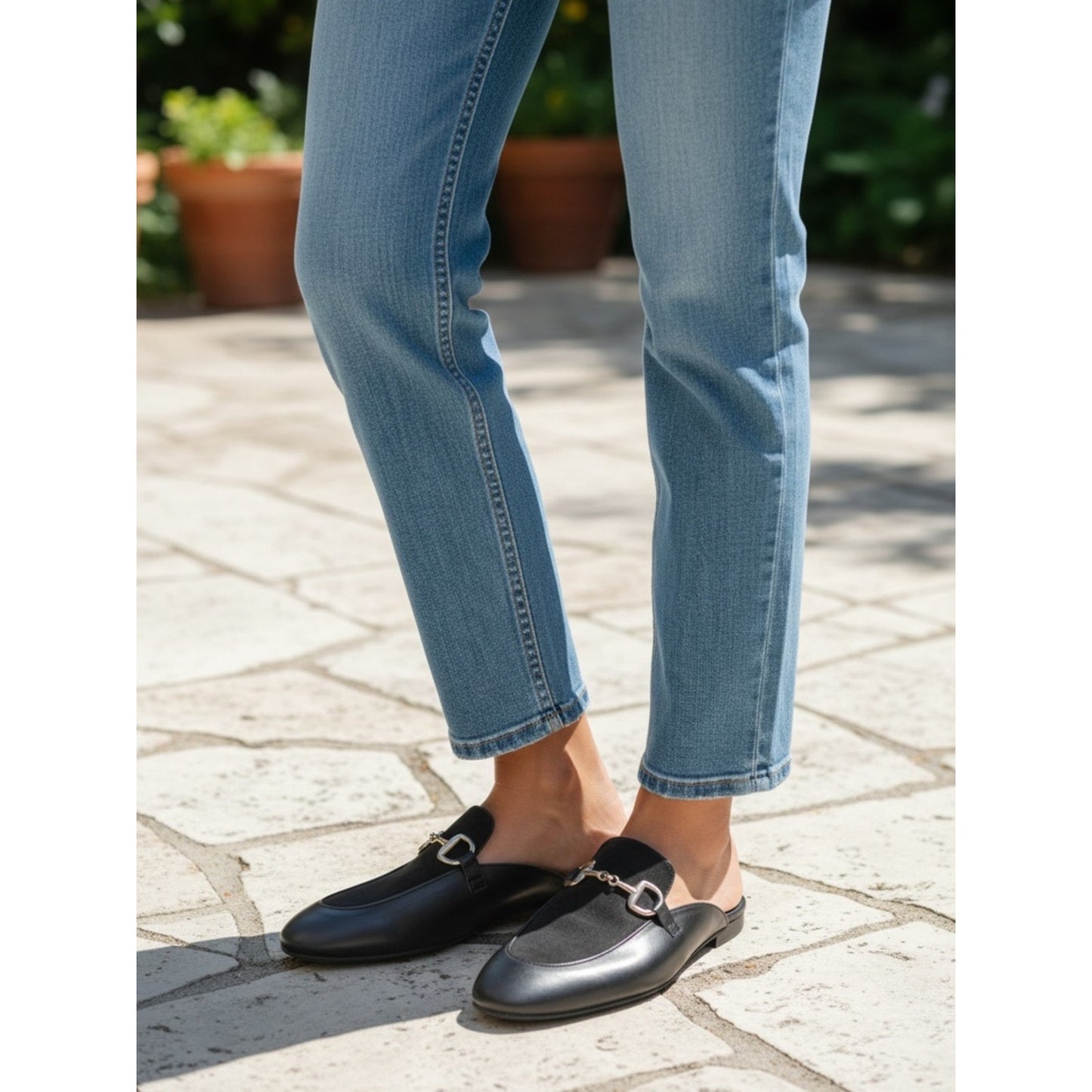 ITALEAU Lisa Flexlite Leather Horsebit Mule Loafers Black NIB EU 43 US 12