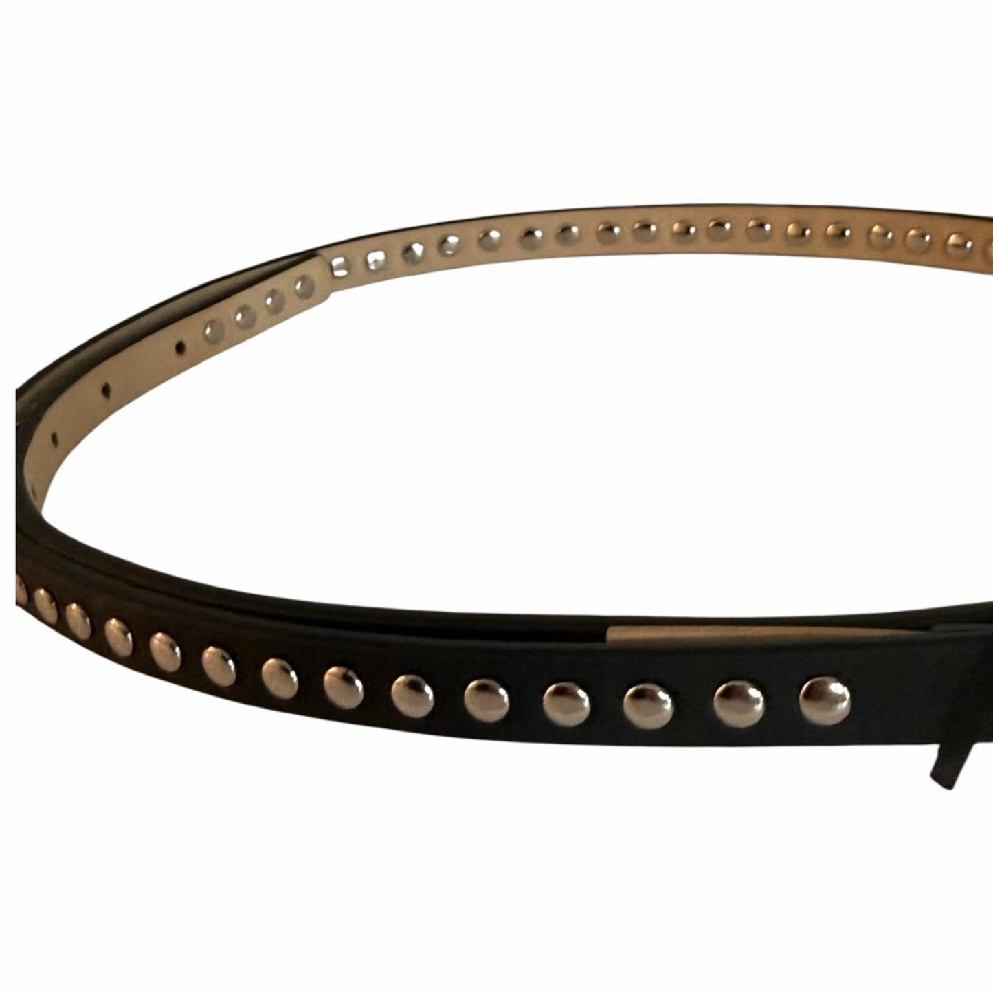 B-Low The Belt Liz Studded Leather Belt Black Silver Size L - 35–38 Waist NWT