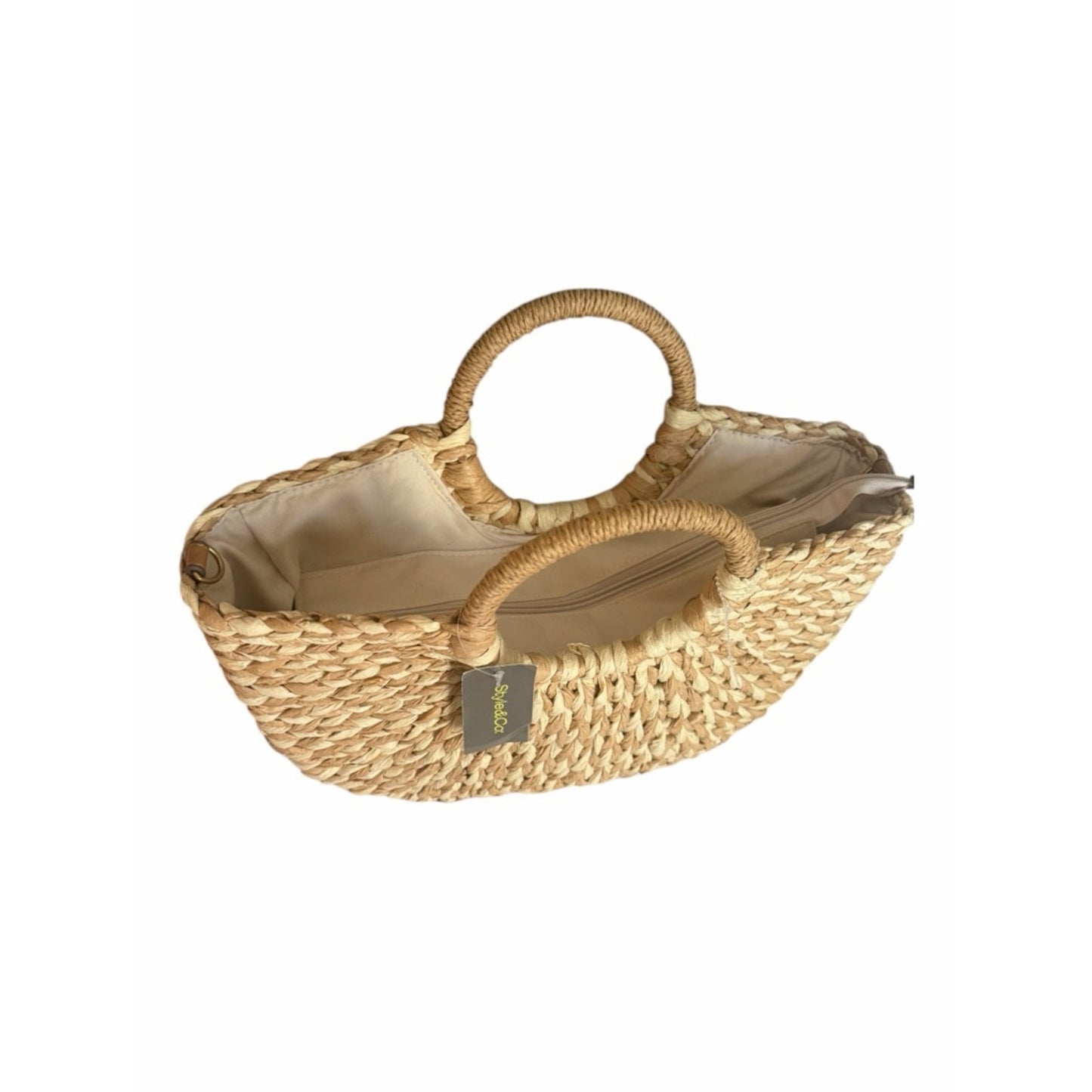 Straw Woven Tote Bag Top Handle + Crossbody Summer Beach Resort Bag NWT