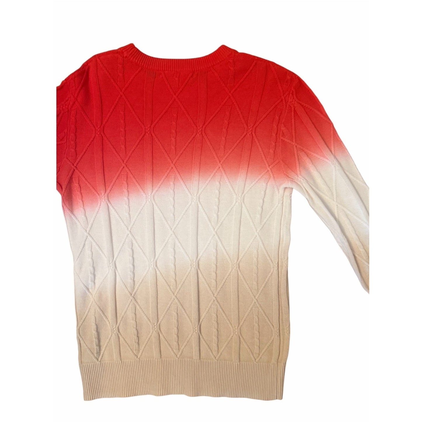 Etcetera Ombre Cotton Cable Knit Sweater NWT Medium Coastal Resort