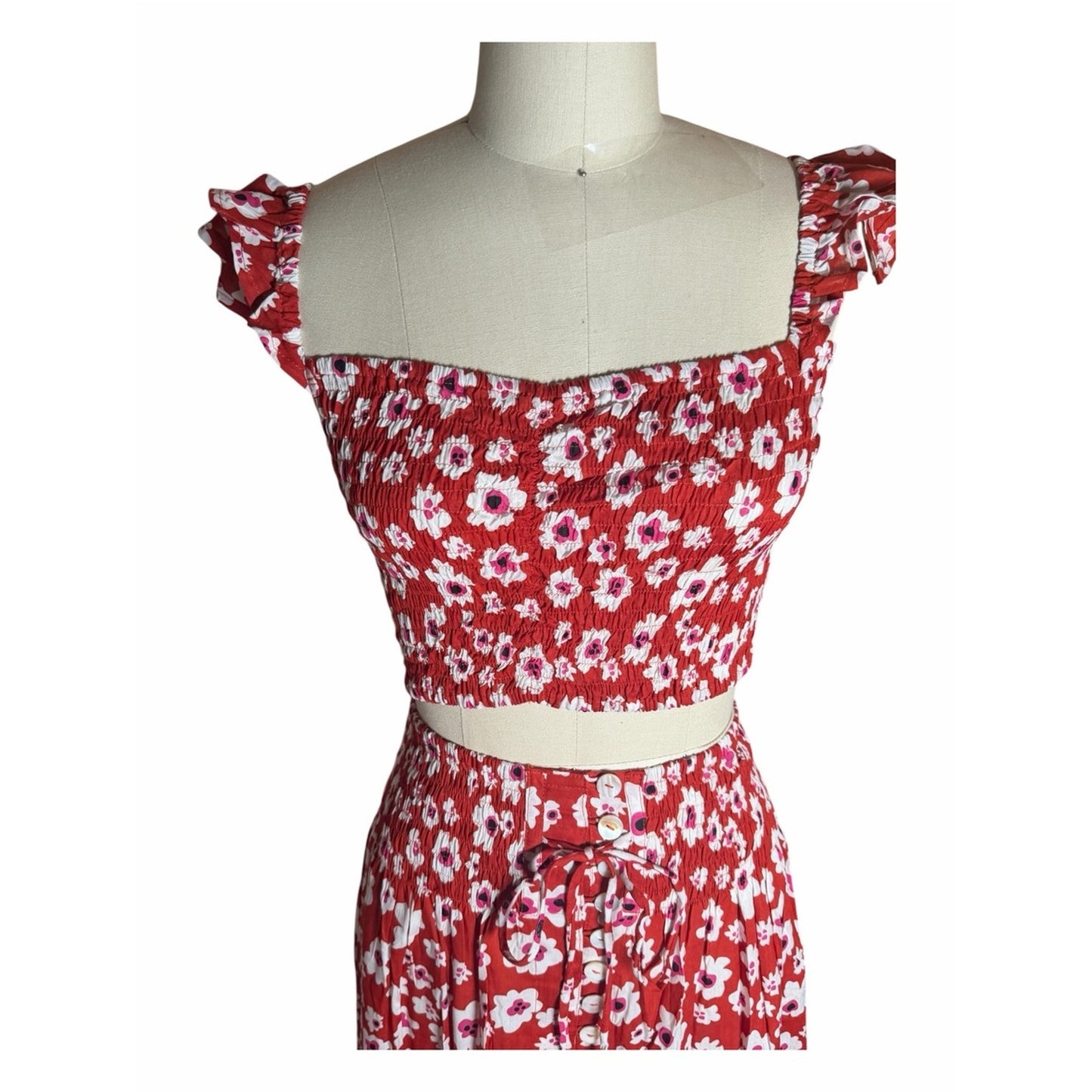 Tiare Hawaii NWT Floral Two Piece Resort Dress Set Medium One Size Fits S/M/L
