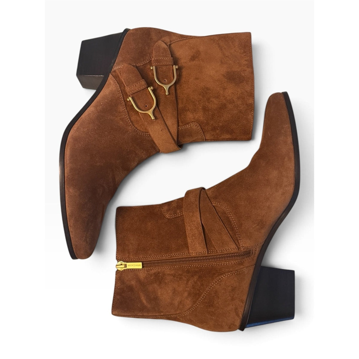 Veronica Beard Ashby Suede Moto Booties Hazelwood Brown Women’s 9.5 NIB