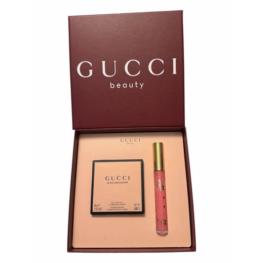 Gucci Beauty Glow Highlighter + Lip Gloss Set Opal Pink 04 Gift Set NIB