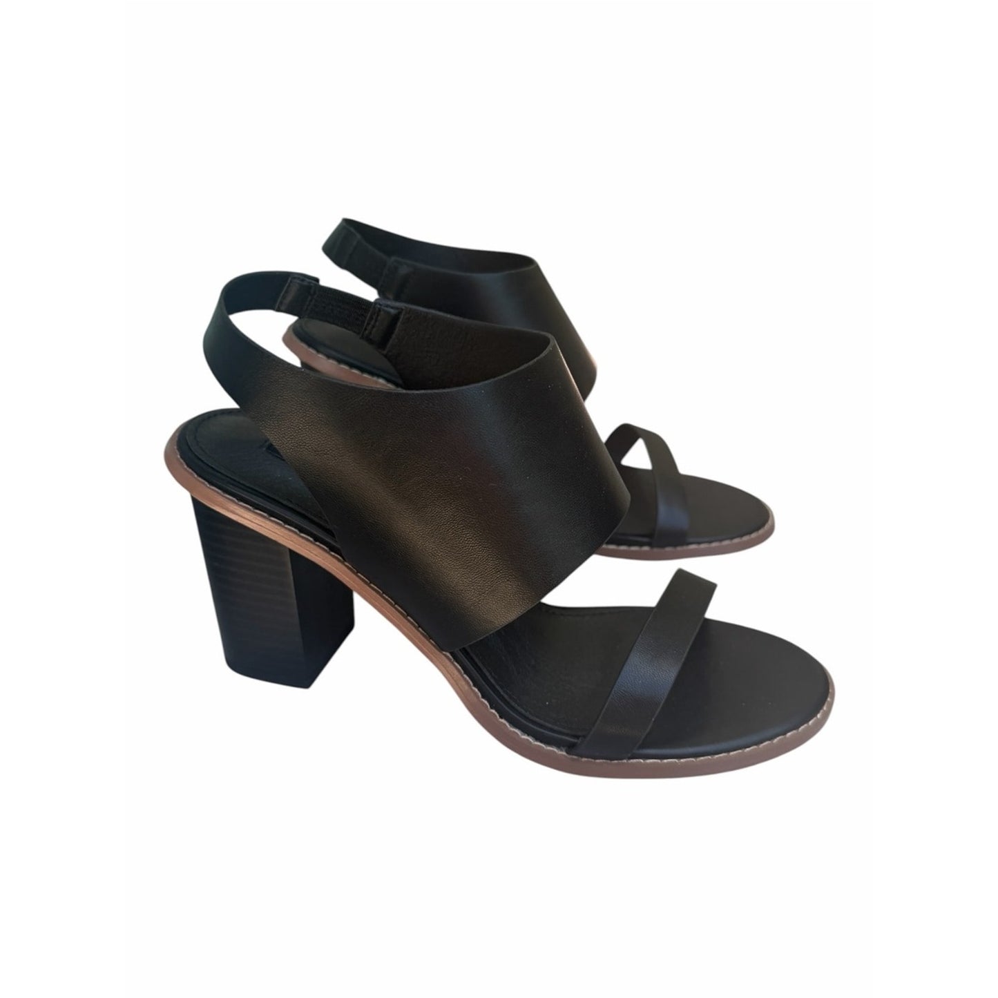 French Connection Lori Black Block Heel Slingback Sandals NIB Size 8.5