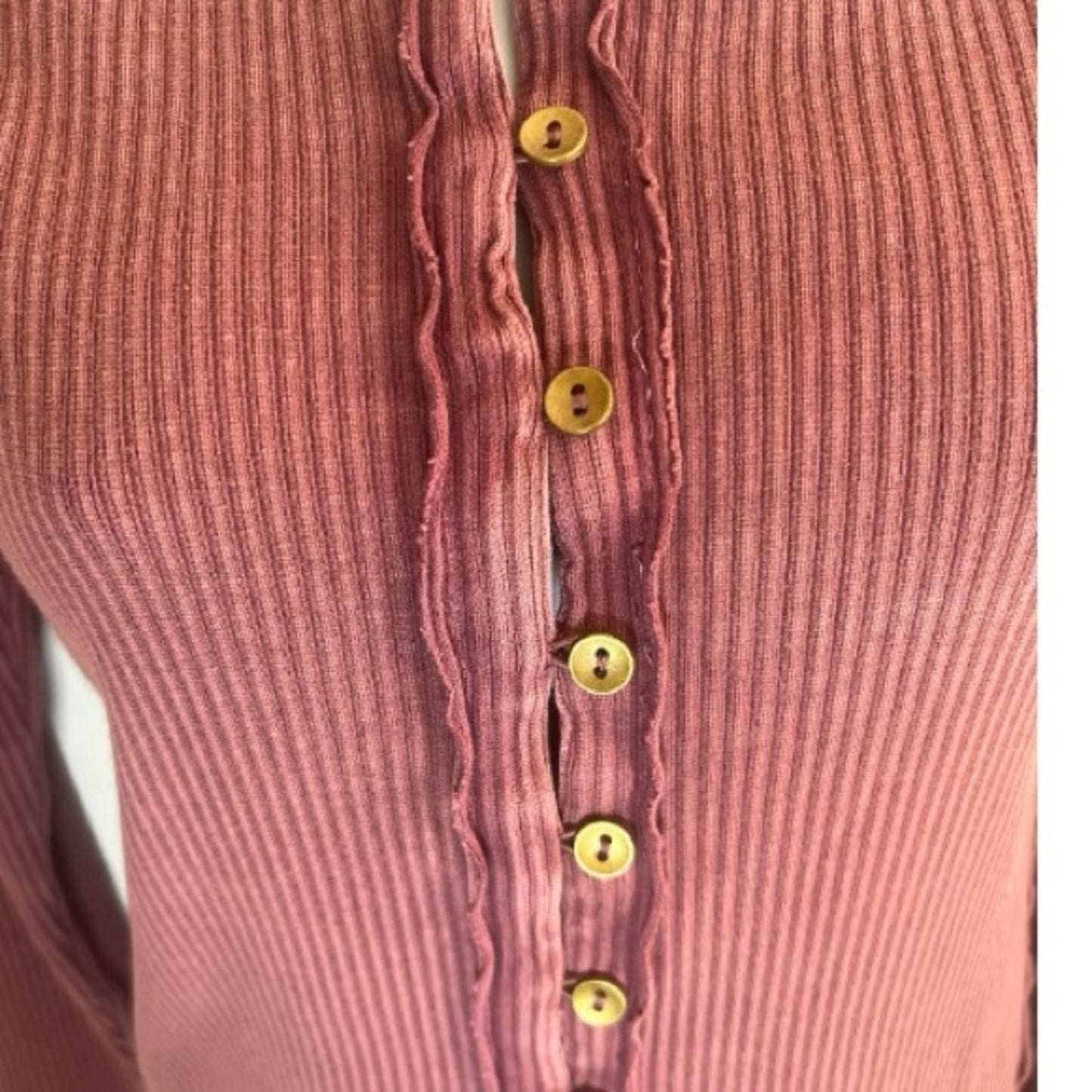 Free People Ribbed Mauve Button-Up Sweater Women's Large NWT