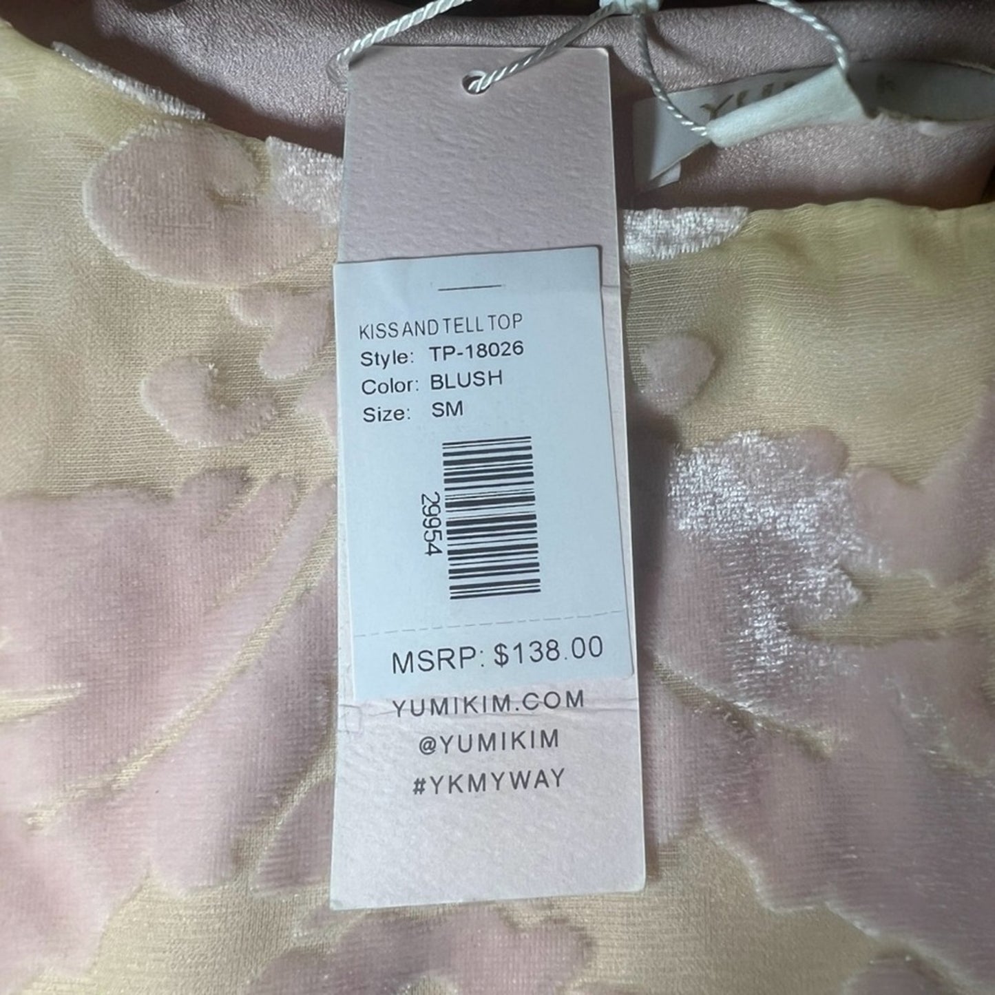 Anthropologie Velvet Embossed Blouse by Yumi Kim “Kiss-and Tell” Size Sm 
NWT