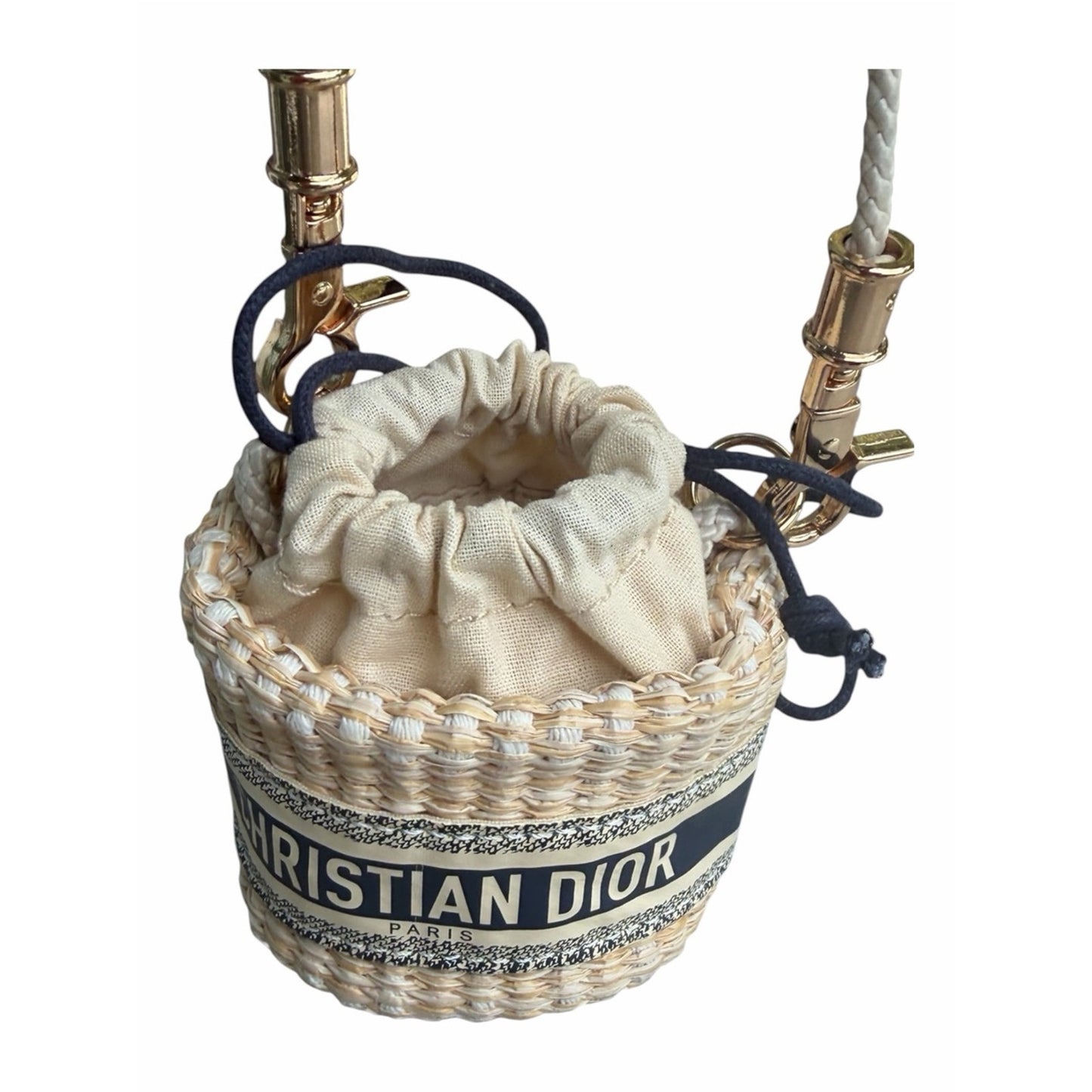 Christian Dior Beauty Mini Raffia Bucket Crossbody Bag New