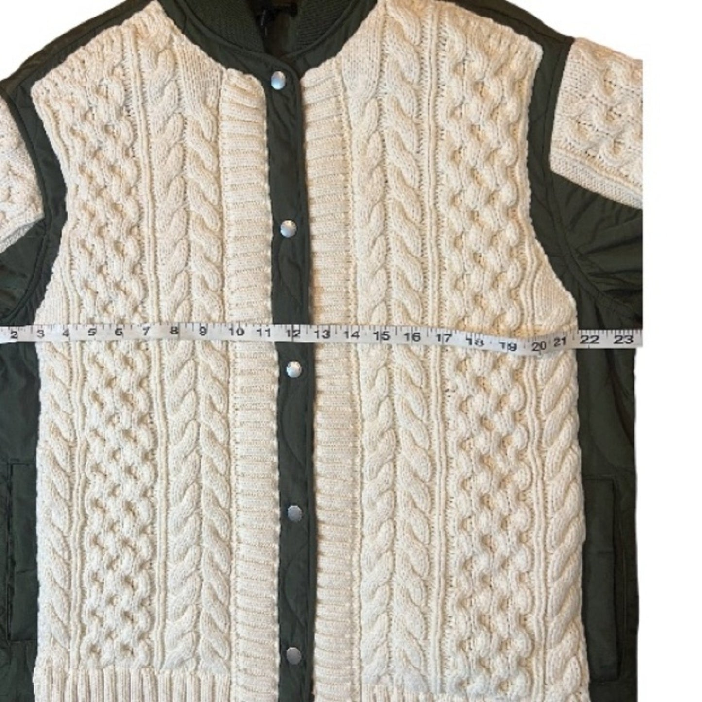 NWT Rag & Bone Winnie Mixed Media Jacket - Cream & Olive Woman’s size Med