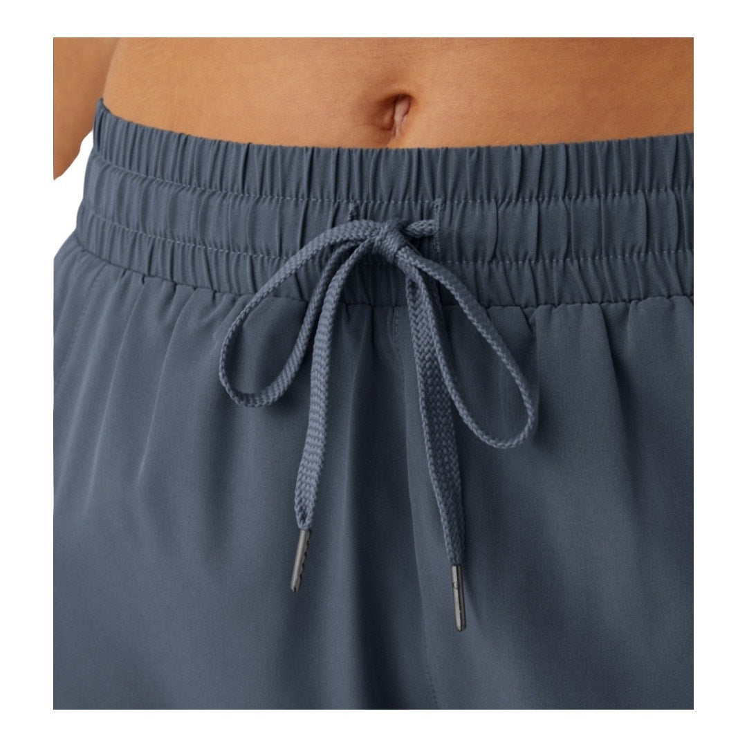 NEW Halara Mid Rise Drawstring Contrast Mesh 2-in-1 Flowy Running Shorts 3"'