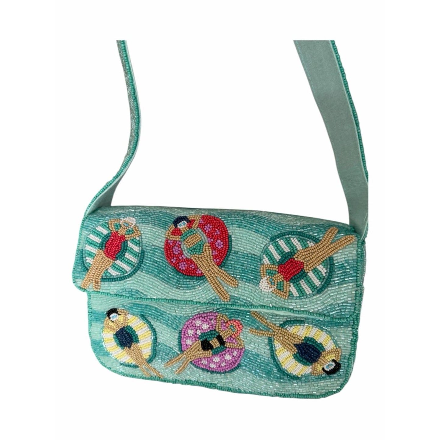 Beaded Statement Shoulder Bag | Resort Vacation Miami Art Deco Style Purse NWT