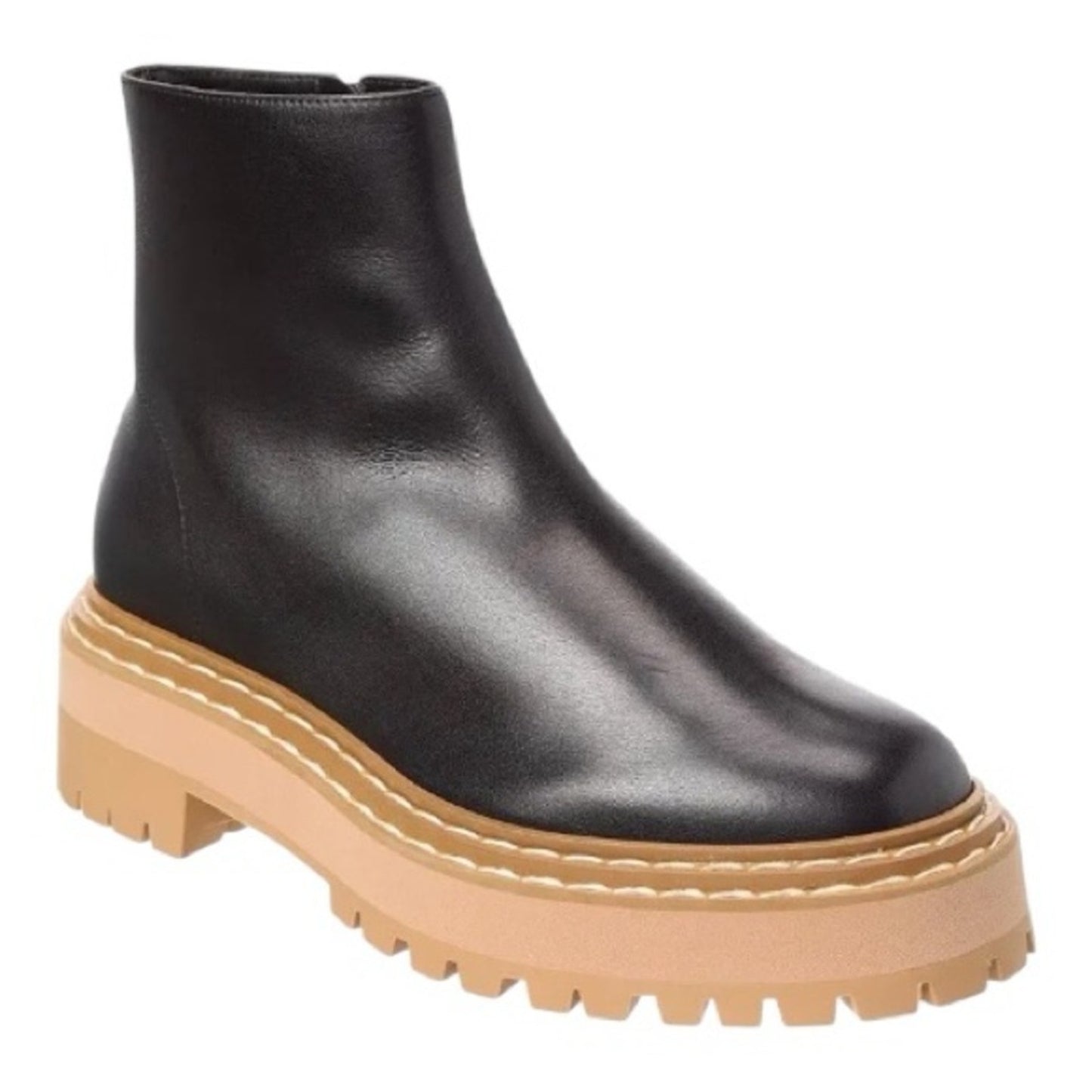 Proenza Schouler Black Lug Sole Leather Ankle Size 7 Boots NIB