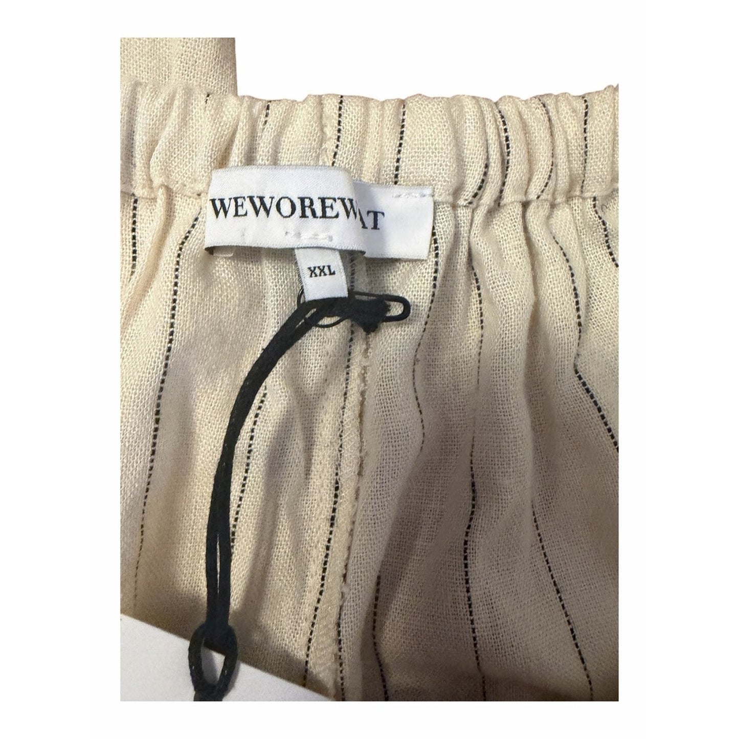WeWoreWhat NWT Linen Blend Pinstripe Wide Leg Drawstring Pants XXL