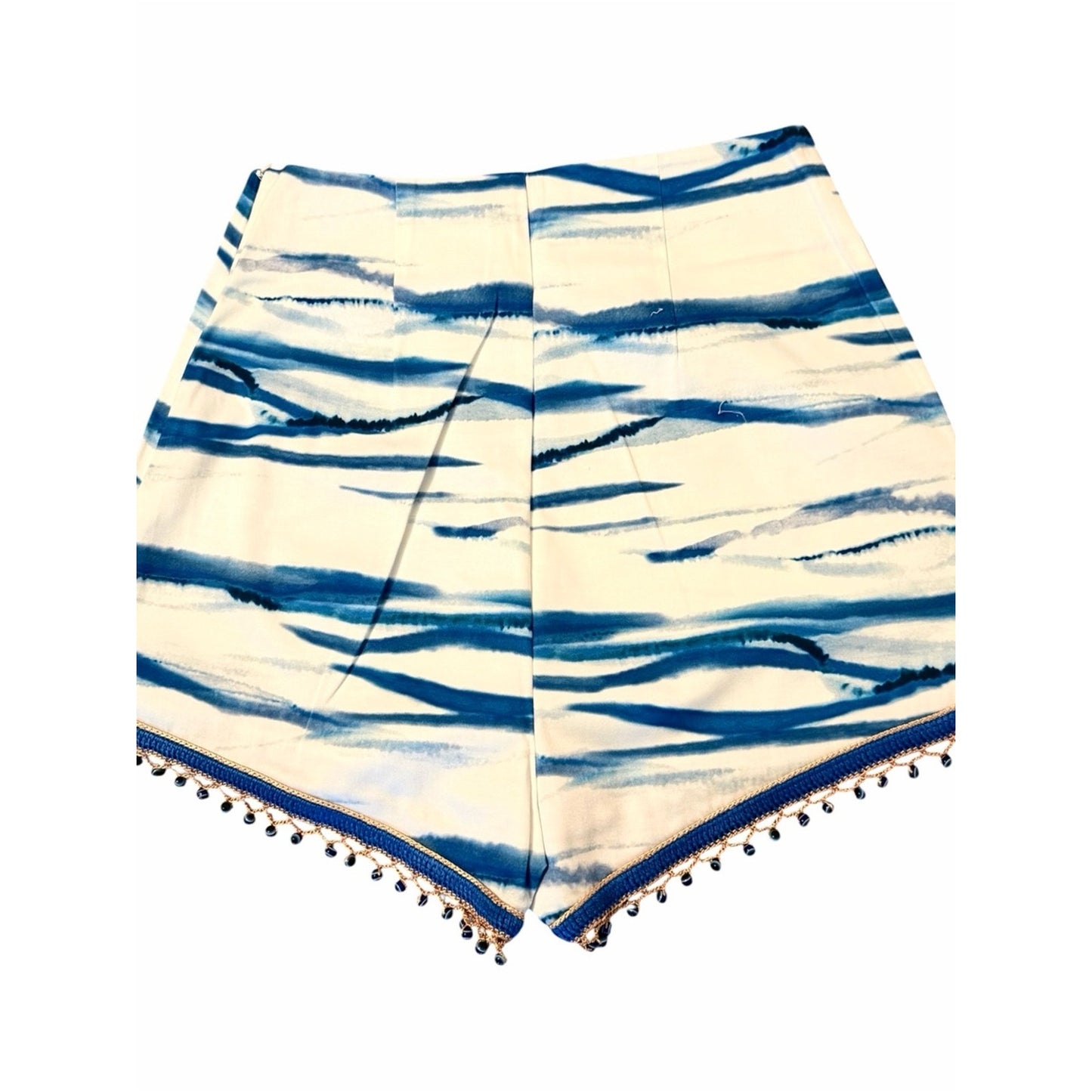 My Beachy Side Beaded Shorts Blue White High Rise Anthropologie Boho NWT Small