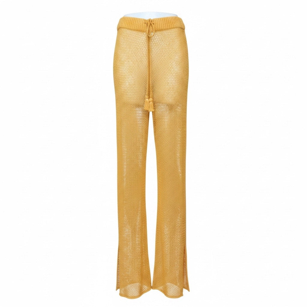 Space Los Cabos Crochet Cover-Up Pants XL NWT Mustard 100% Cotton Beach Resort