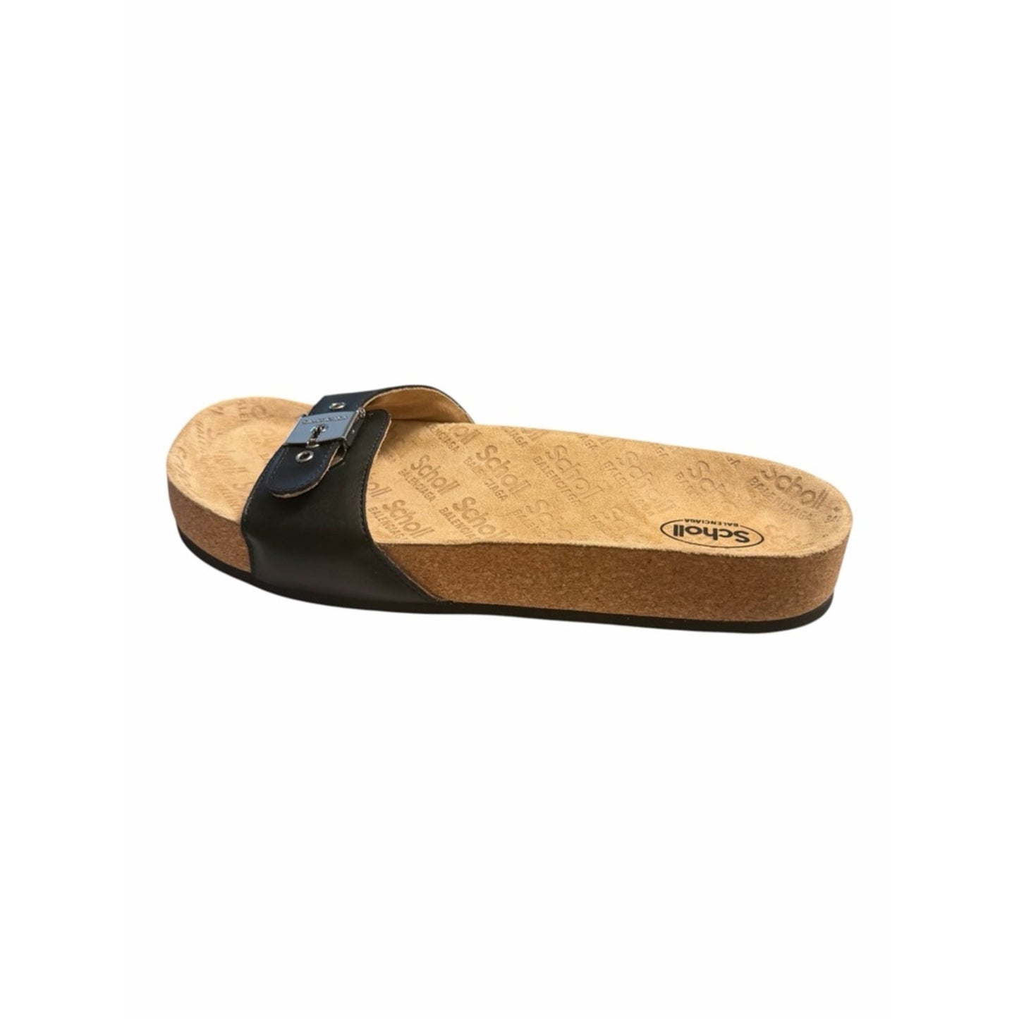 Balenciaga x Scholl Leather Sandals Size 38 Black Lock Slide Made in Italy NEW In Box