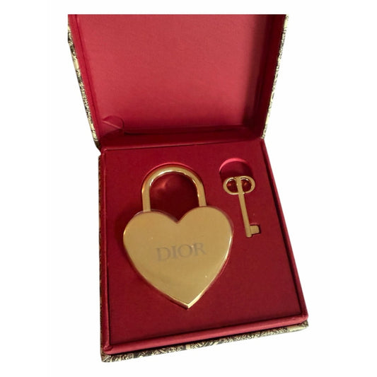 Christian Dior Heart Lock & Key Collectible Gold Tone Rare w Original Box