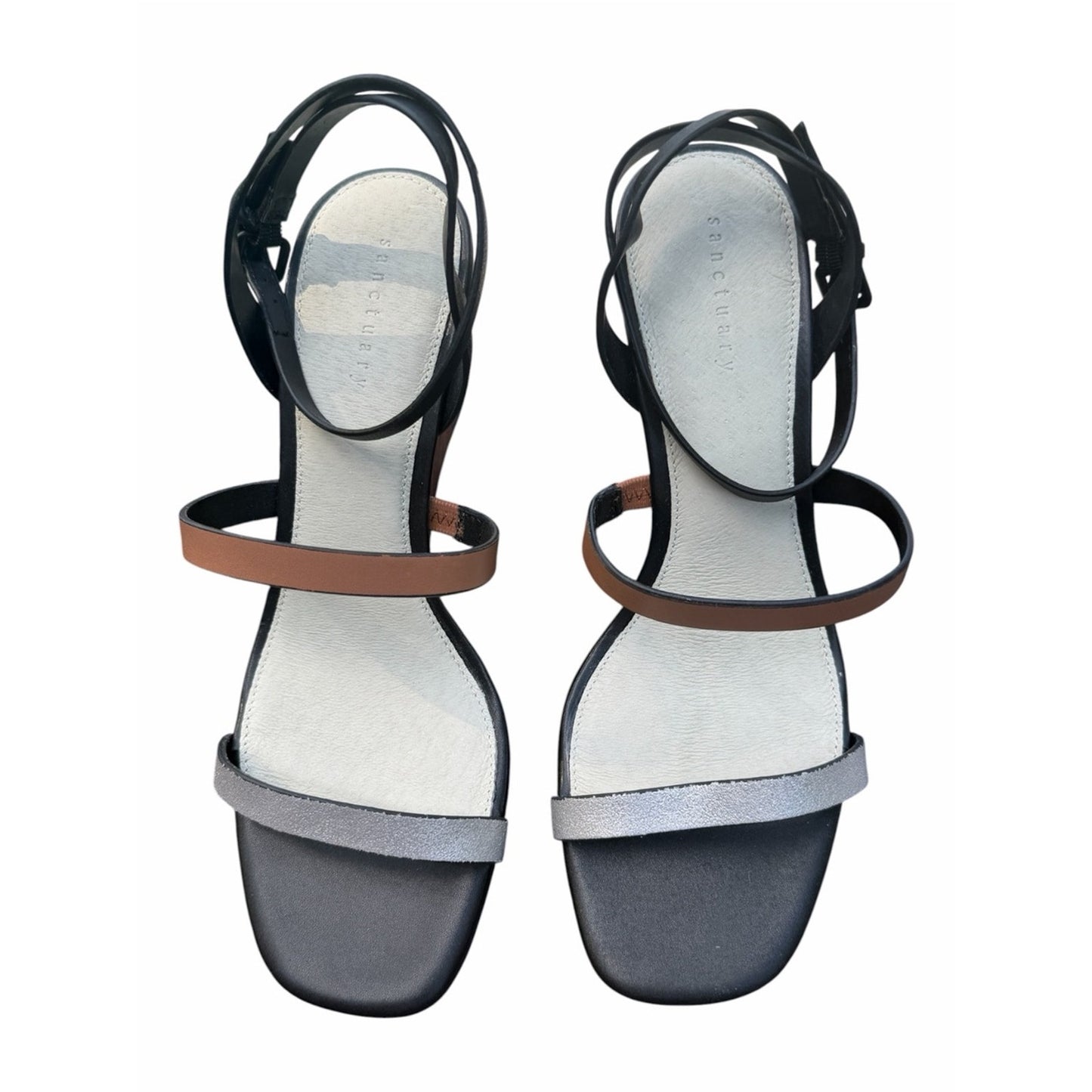 Sanctuary Wink Strappy Wedge Sandals Size 9 NIB Wood Grain Heel