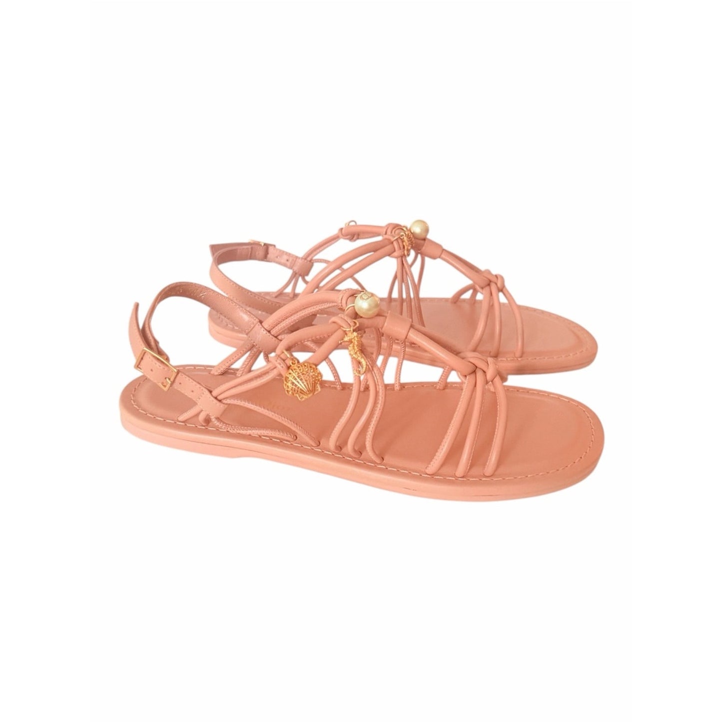 Christian Dior Lambskin Charm Sandals Dark Rose 35.5 NIB