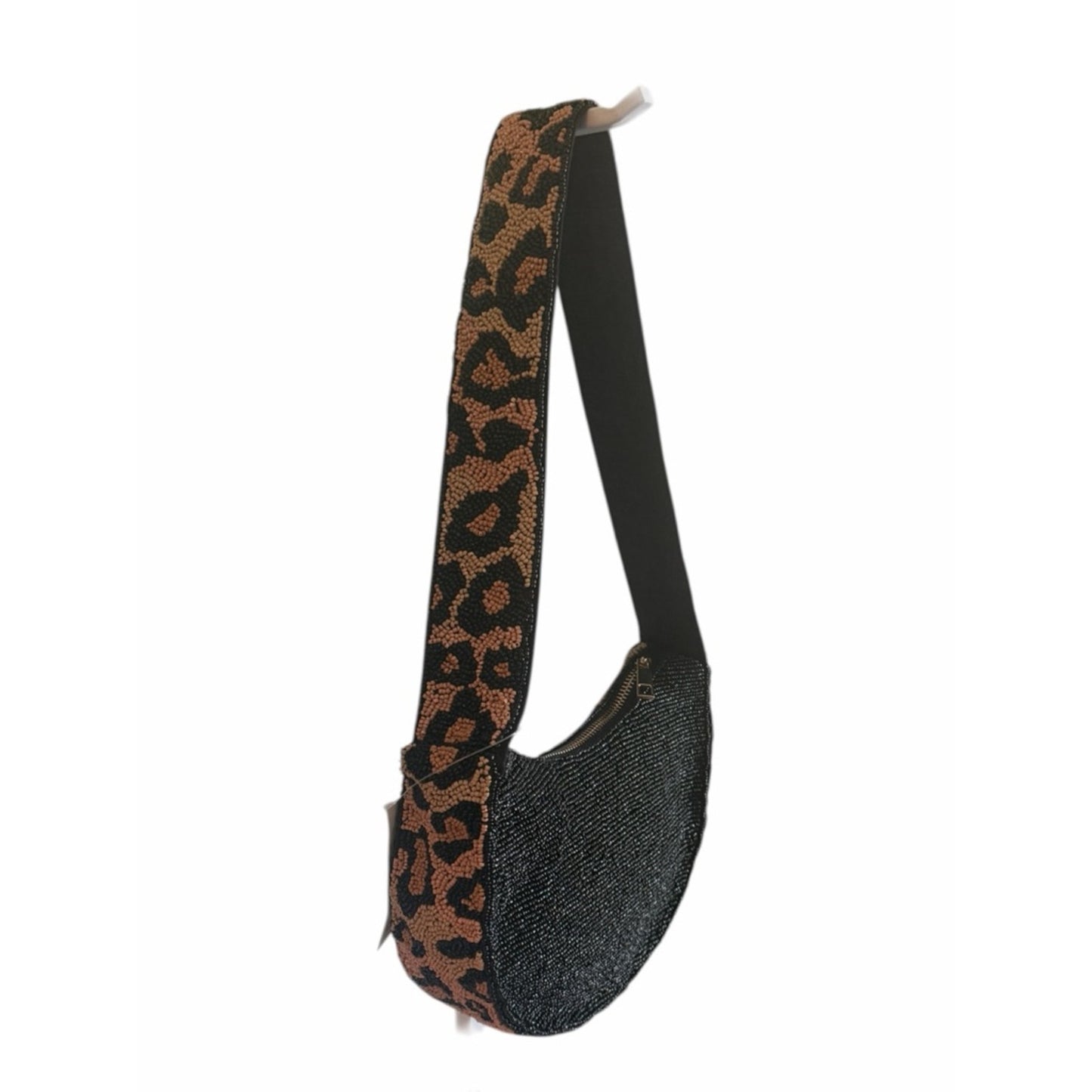 Leopard Beaded Shoulder Bag Y2K Mini Hobo 9x6x3 NWT