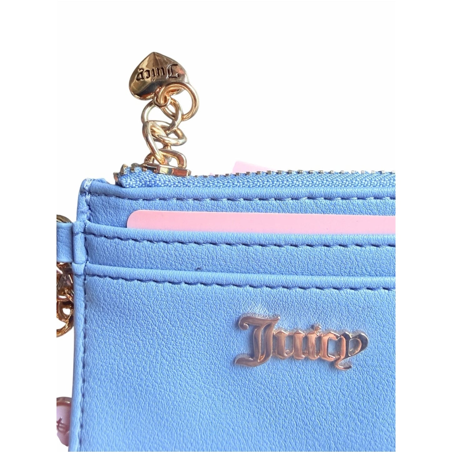 Juicy Couture Baby Blue Charm Card Case Wallet NWT+ Box