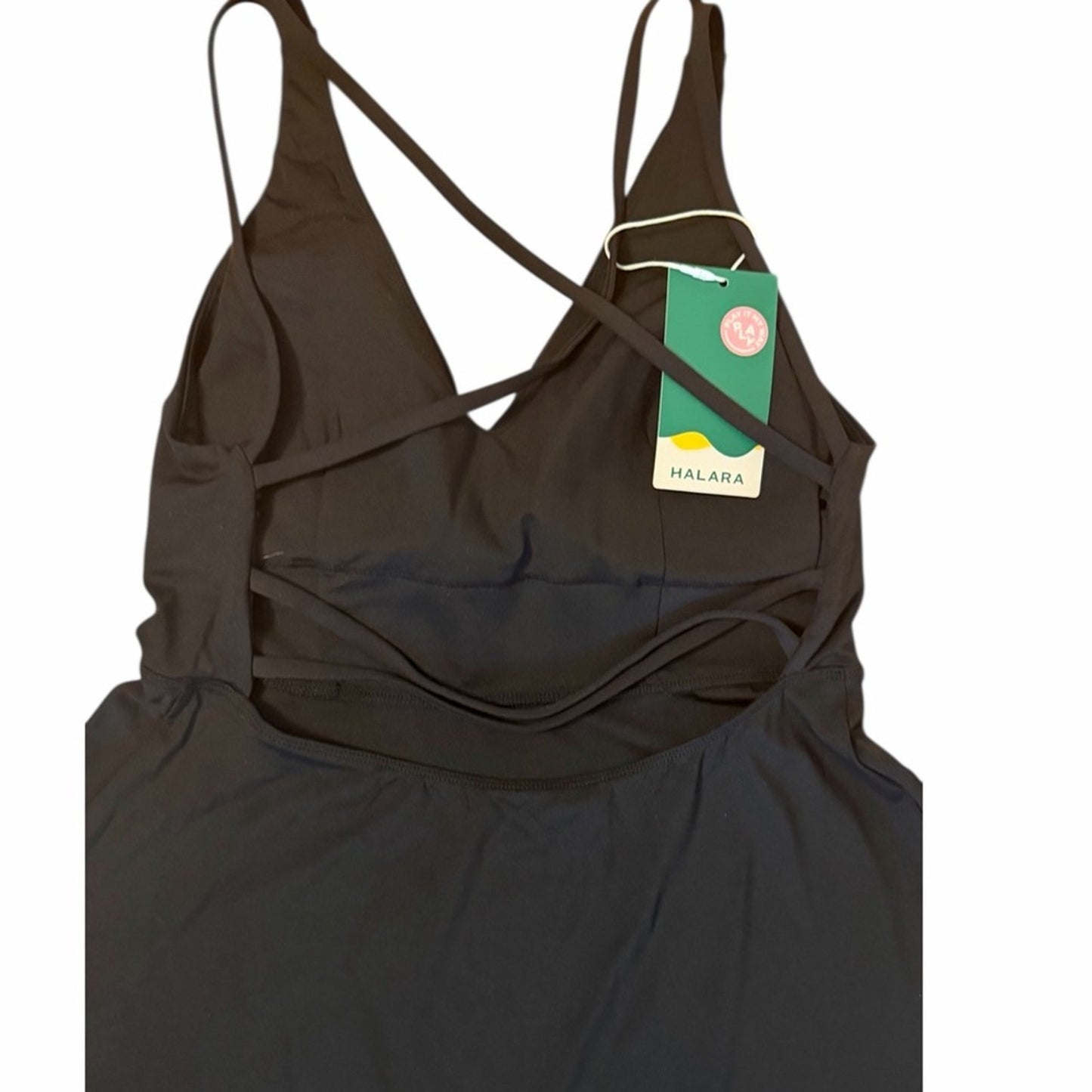 Halara WADRESS Black Strappy Skater Back Fit & Flare Dress Size M Balletcore NWT