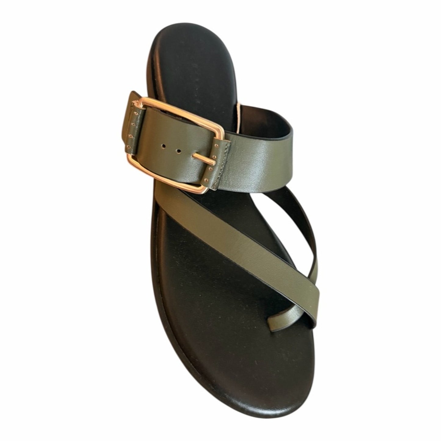 Sanctuary SA-Spring Leather Sandals Mossy Green Buckle Slide 8.5 NIB