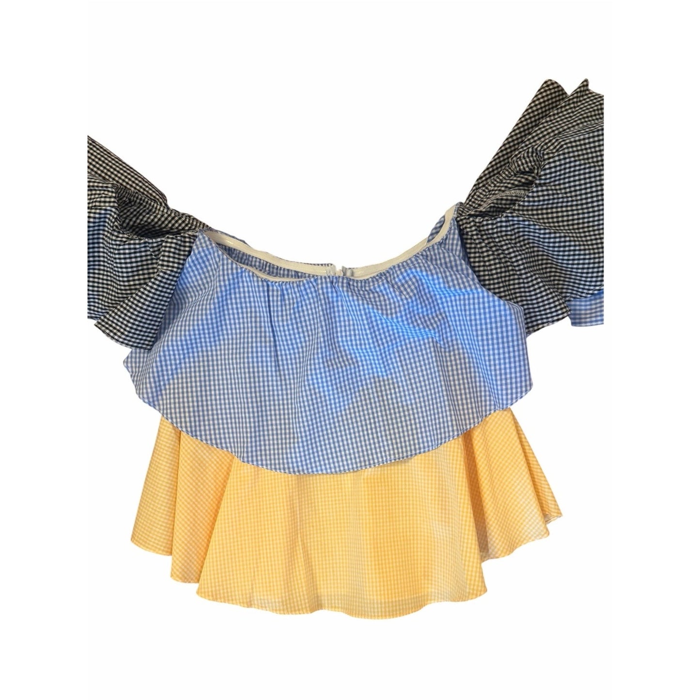 StyleKeepers The Virgo Ruffled Off-the-Shoulder Top | NWT | Med| Multi Gingham