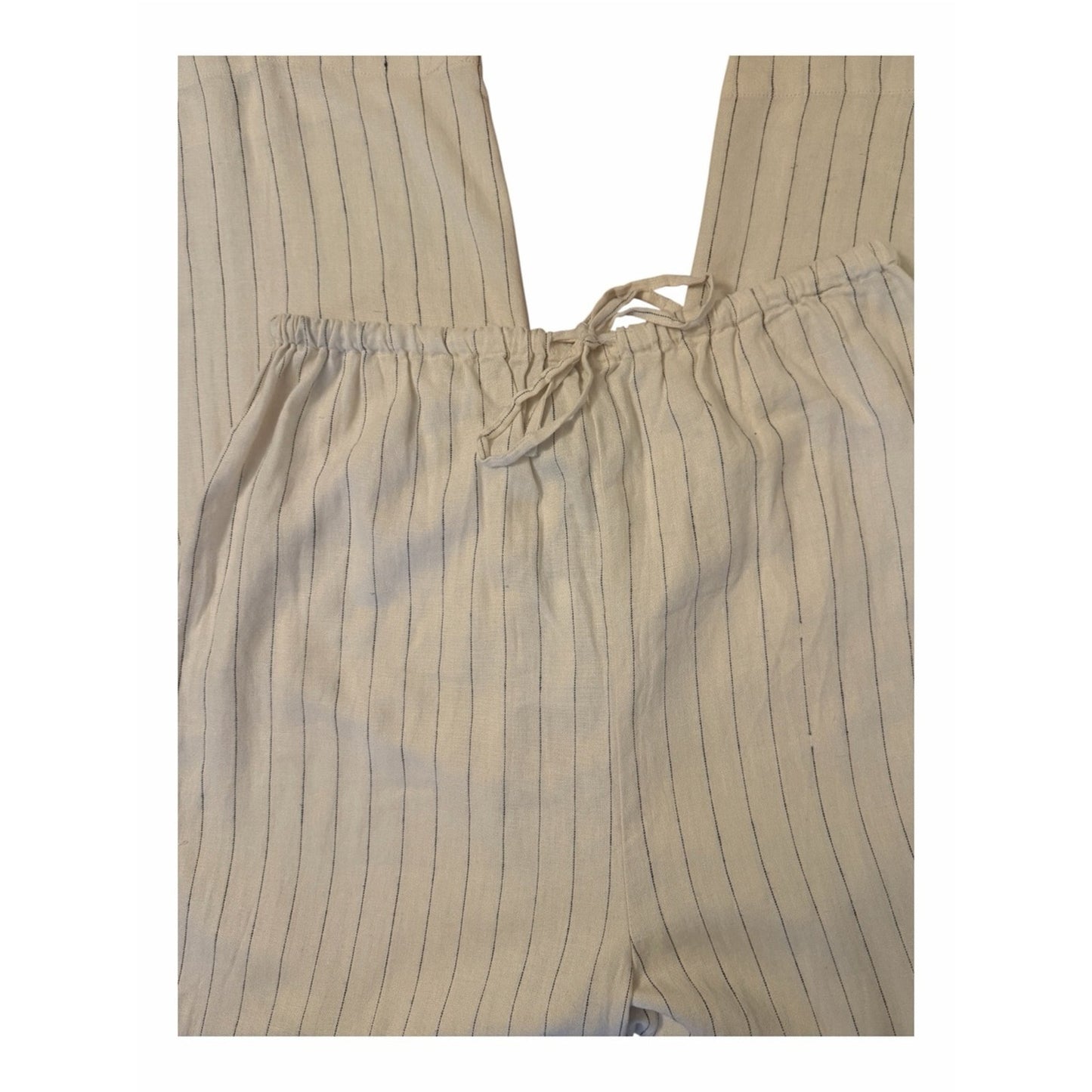 WeWoreWhat NWT Linen Blend Pinstripe Wide Leg Drawstring Pants XXL