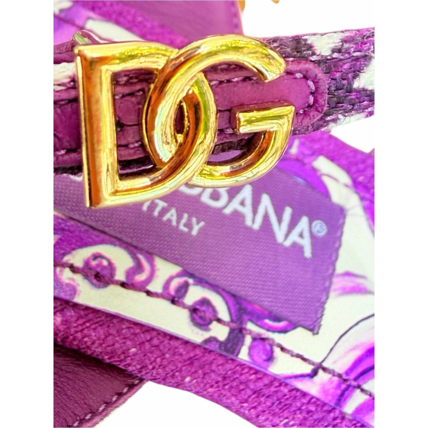 Dolce & Gabbana 70s Maiolica Purple Platform Sandals Heels 39 NIB