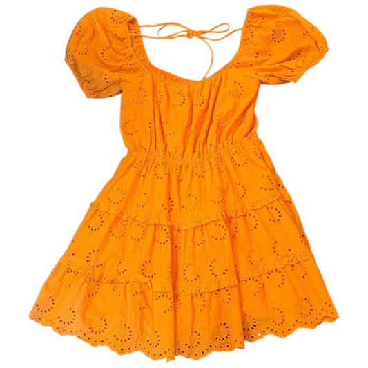 Lucy Paris Eyelet Mini Dress NWT Puff Sleeve Tiered Cottagecore Size S