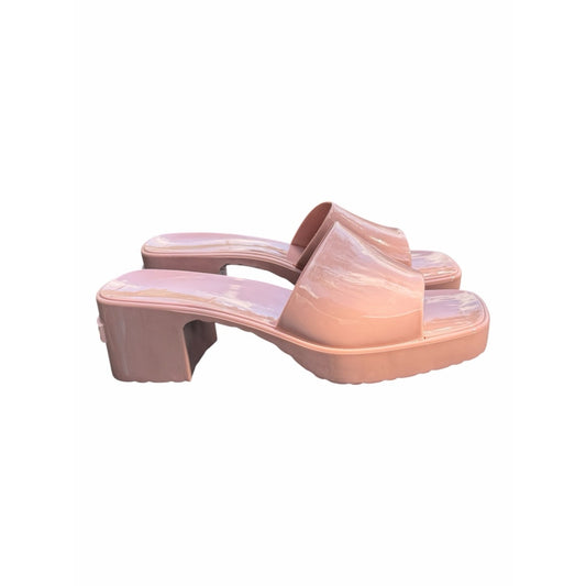 French Connection Blush Jelly Slide Sandals NIB Size 7 Chunky Heel